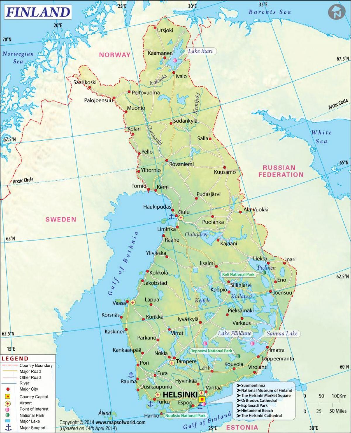 Finlandiya haritası coğrafya
