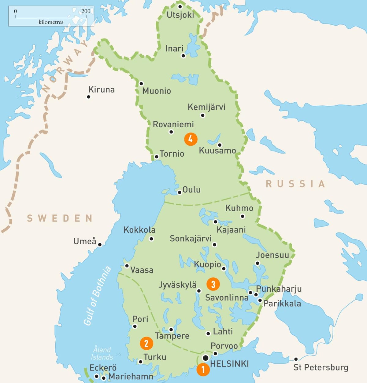 Finlandiya haritası göller