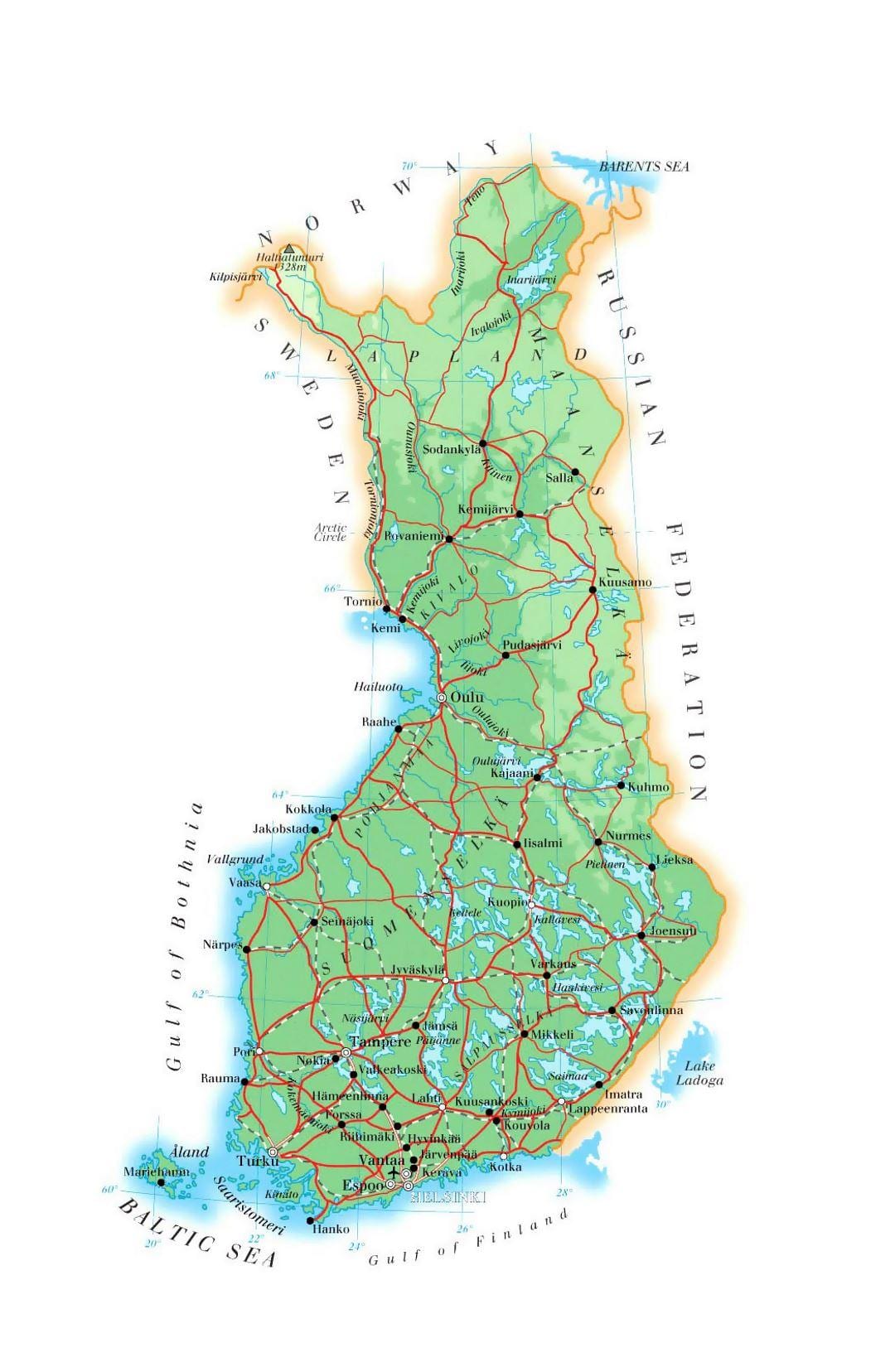 Finlandiya harita yükseklik