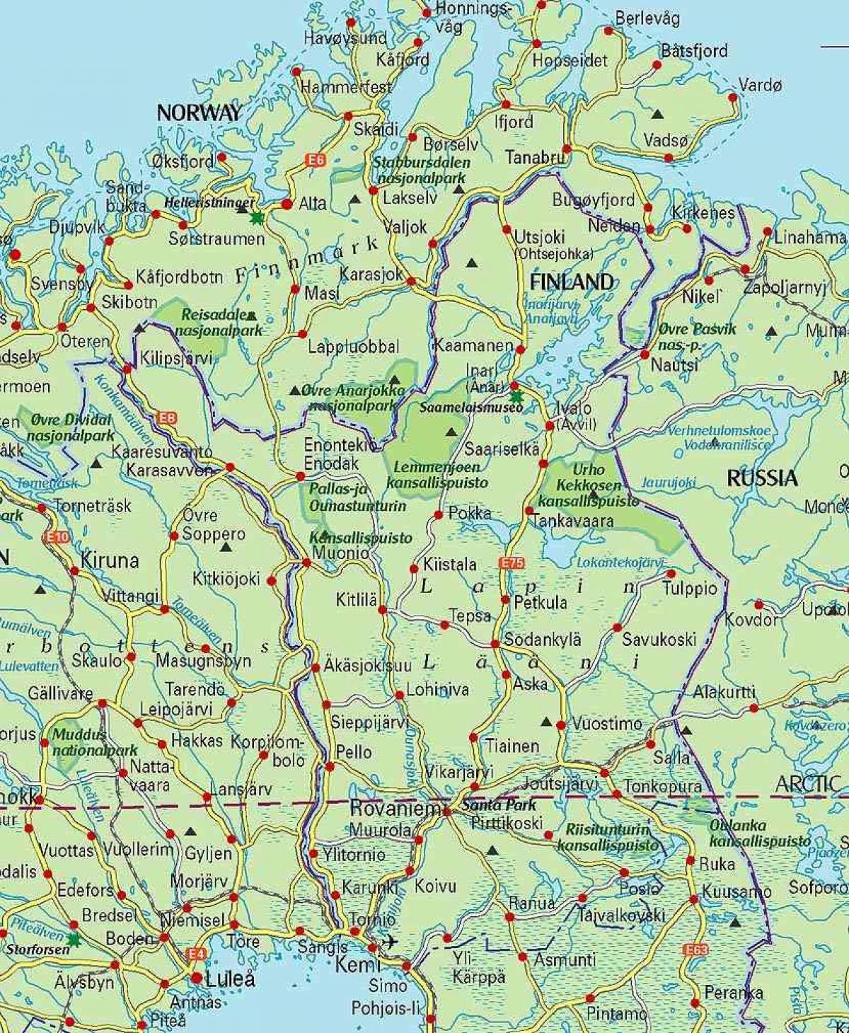 Finlandiya haritası ve lapland