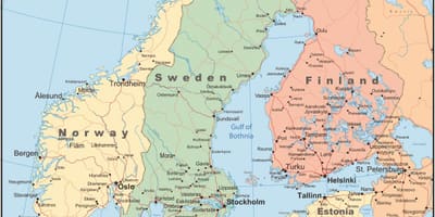 Finlandiya haritası ve çevre ülkeler